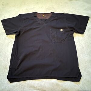 Carhartt Men’s Large Ripstop Scrub Top Black Chest Pocket Utility EUC